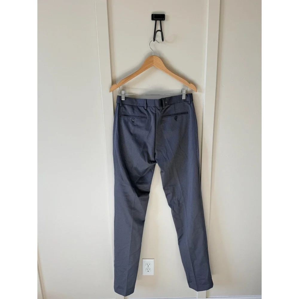 Soul of London Mens Grey Micro Pattern Slim Fit Dress Pants 31x34 SOSU232123 NEW